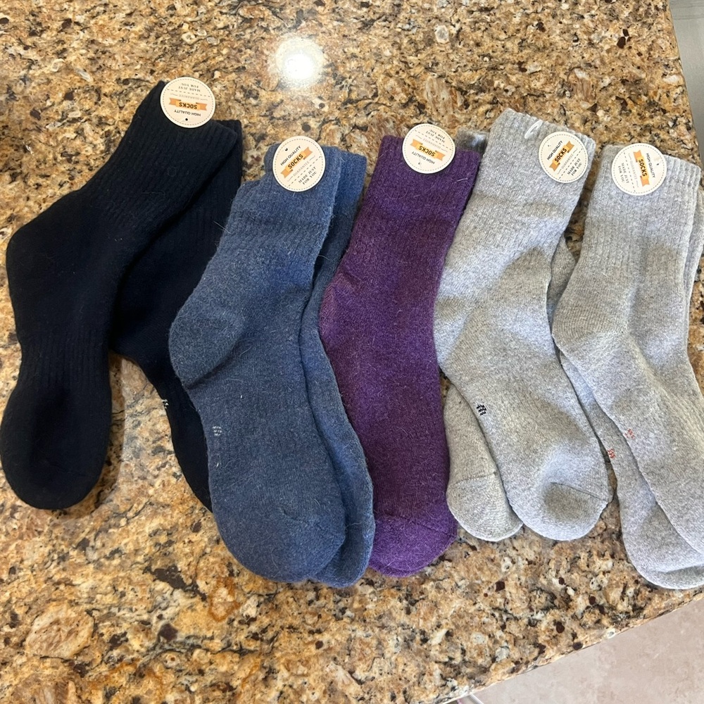 FITS wool socks - Black, Blue, Purple & Gray - Pack of 5